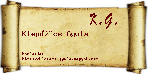 Klepács Gyula névjegykártya
